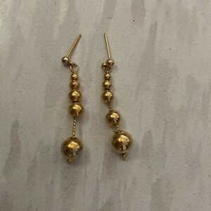 Vintage Gold Tone Ball Dangle Earrings